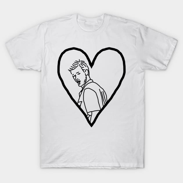 Valentine for a Distracted Boyfriend Outline T-Shirt by ellenhenryart